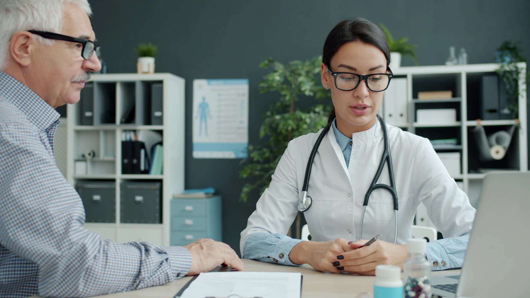 A clinician discussing healthcare options with a patient